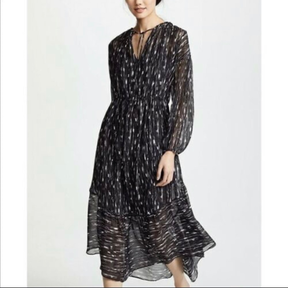 Vince brushstroke silk midi dress